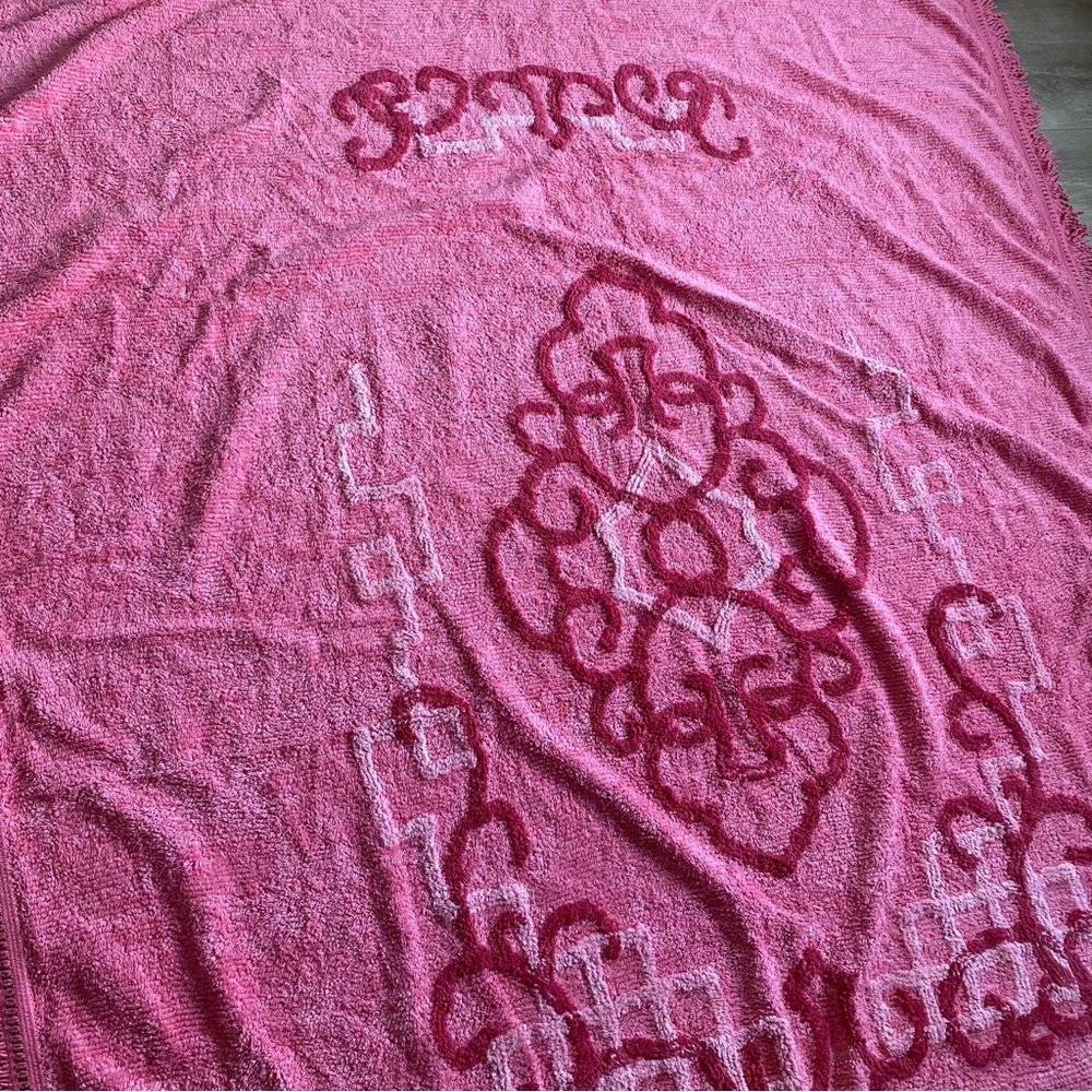 Vintage Chenille quilt coverlet blanket pink dusty rose Buddha face Shanghai - Picture 3 of 16